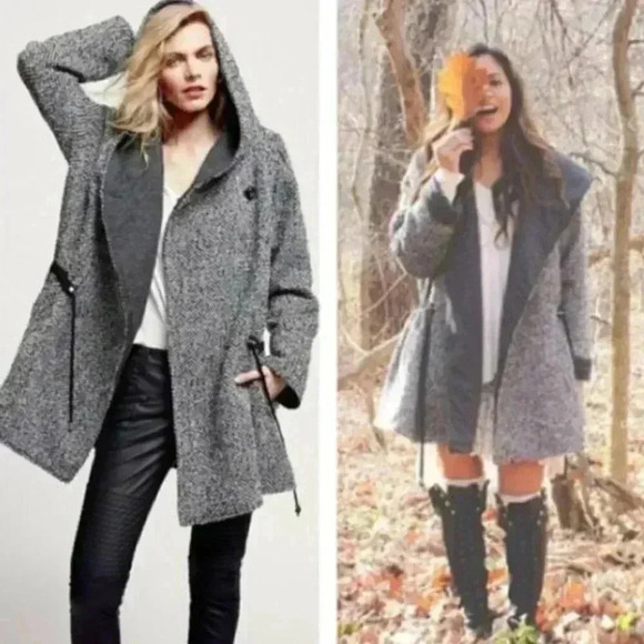Free People Satellite Image Tweed Hooded Wool Blend Swing Coat Size XS - Picture 1 of 10
